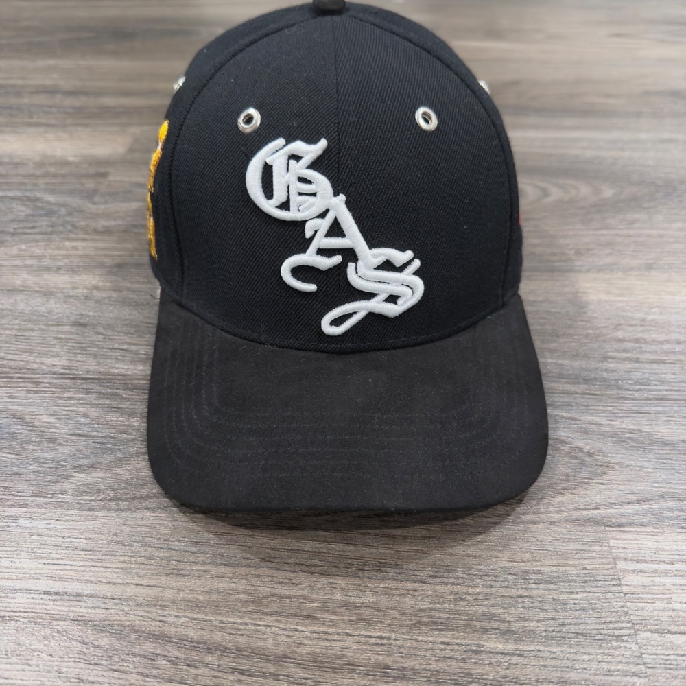 GASNYC Black Embroidered Baseball Cap 7 3/8 NBA Championship Trophy Smiley Face